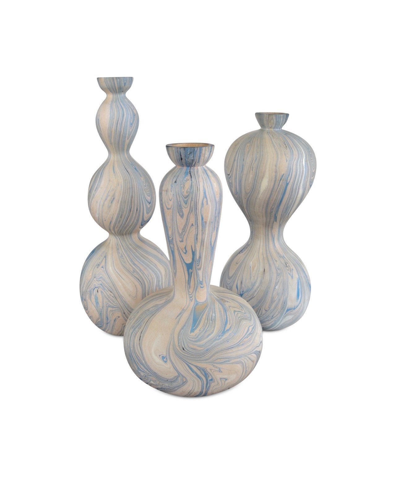 Calm Sea Marbleized Vase Set of 3