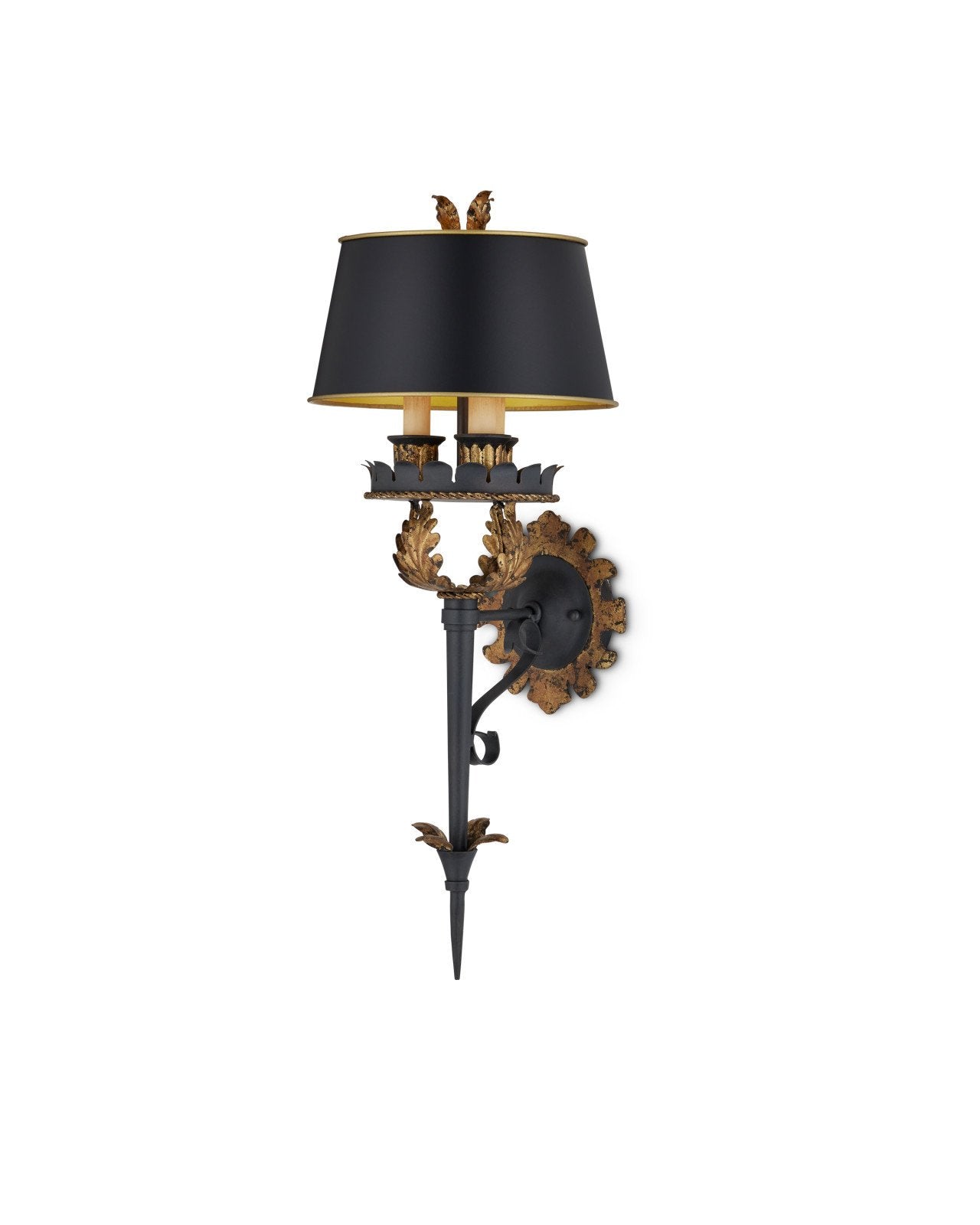 The Duke Gold Wall Sconce, Black Shade