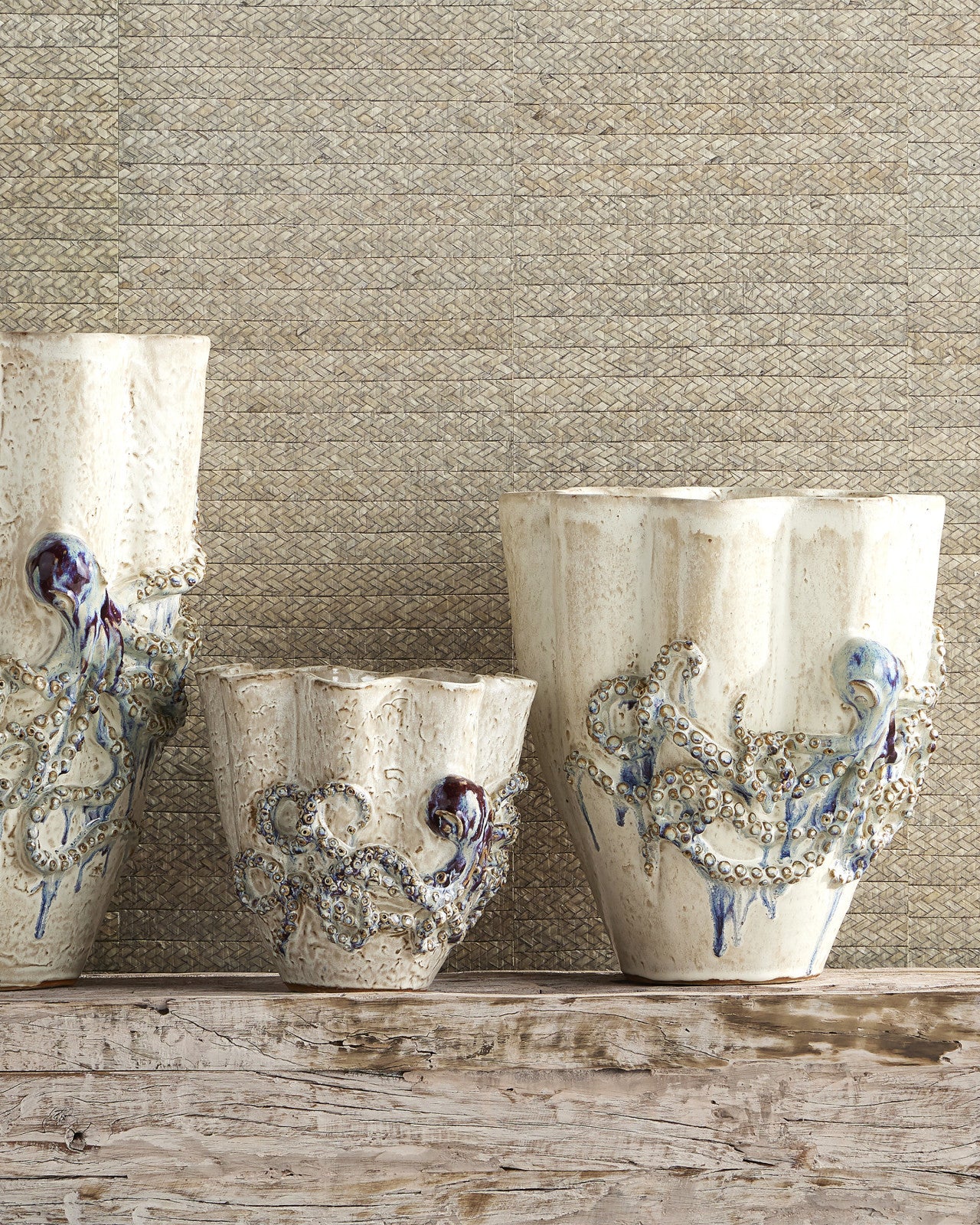 Lifestyle image of octopus medium vase by currey and company