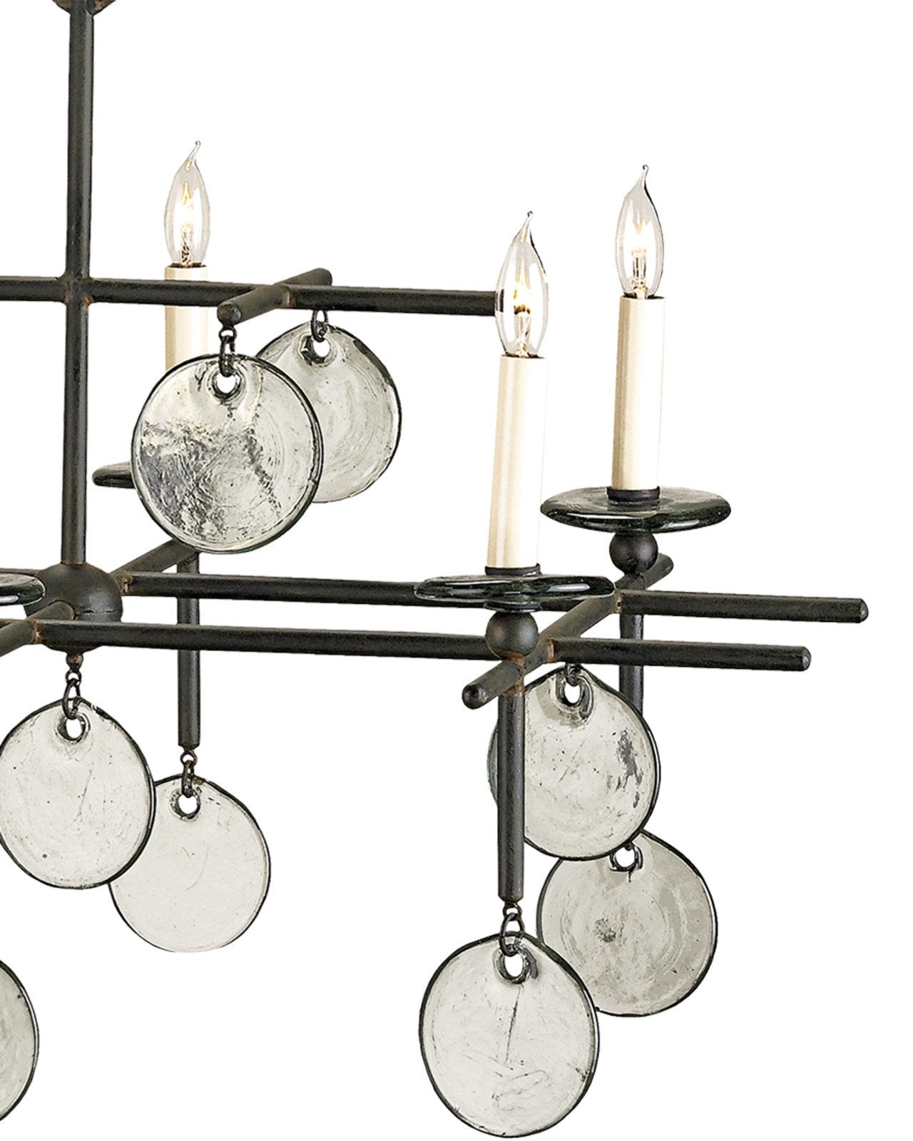 Sethos Black Recycled Glass Rectangular Chandelier