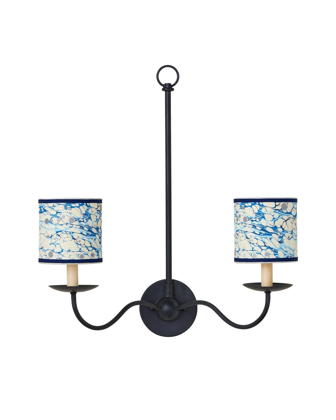 Marble Blue Lace Paper Drum Chandelier Shade