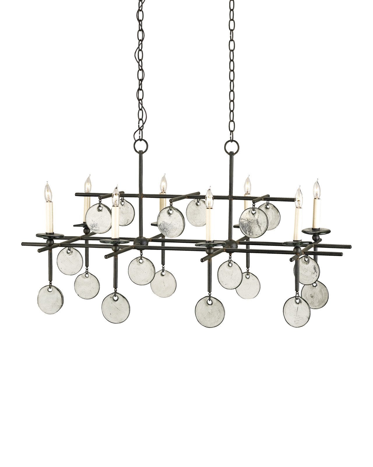 Sethos Black Recycled Glass Rectangular Chandelier
