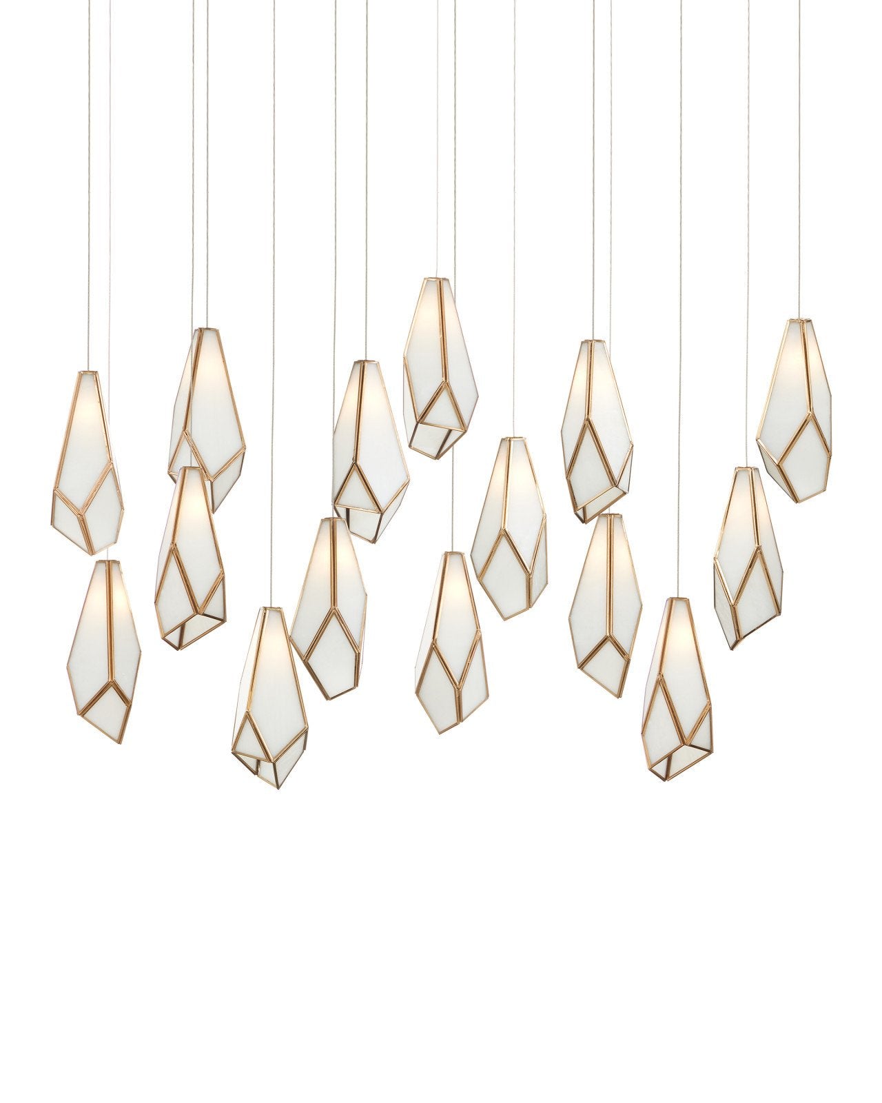 Glace White 15-Light Linear Multi-Drop Pendant