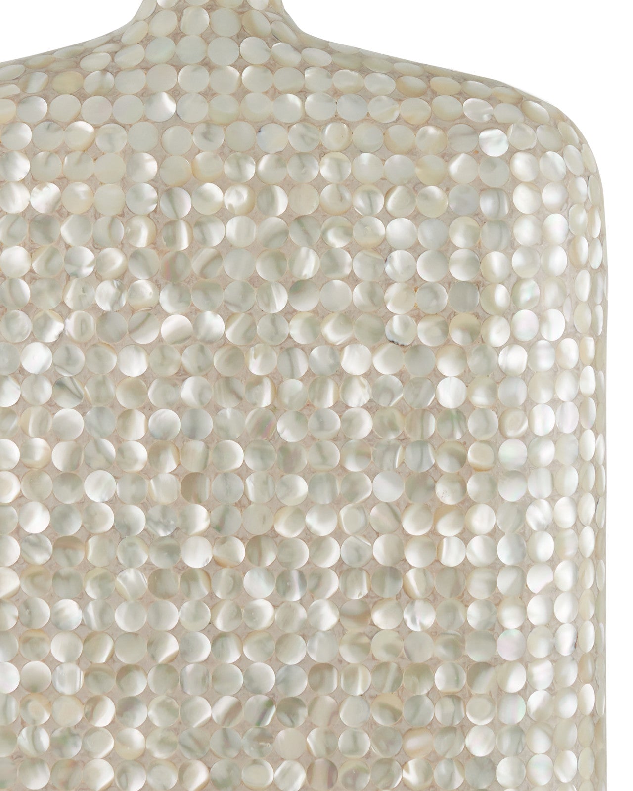 Close-up of the mother-of-pearl inlay on the Gerri Dot Table Lamp by Currey and Company, emphasizing its intricate design.