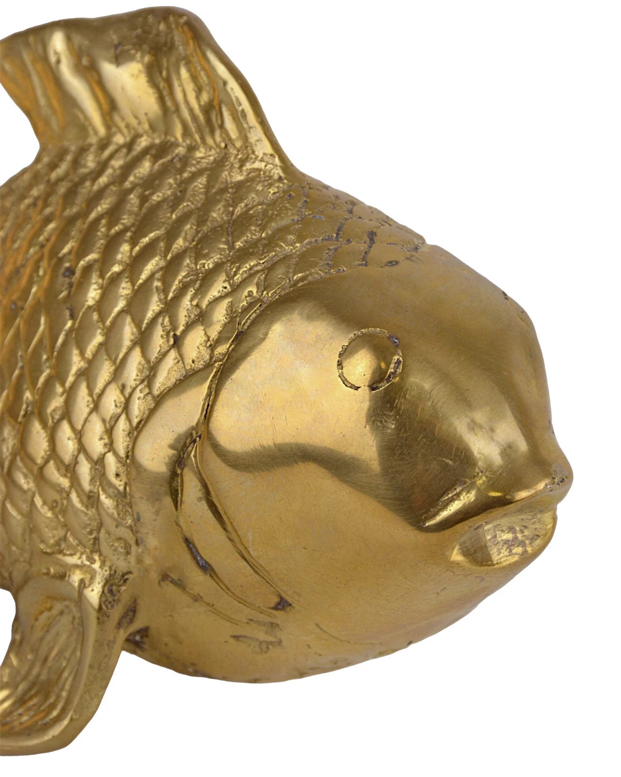 Frontal view of the Goldfish Set of 2 by Currey and Company on square black bases, showcasing the dynamic pose and detailed craftsmanship of the bronze sculptures.