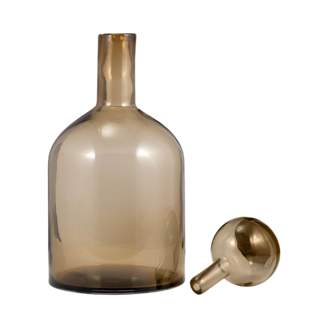 Glass Bottle w/ Stopper, Taupe, 17" photo with stopper unattached
