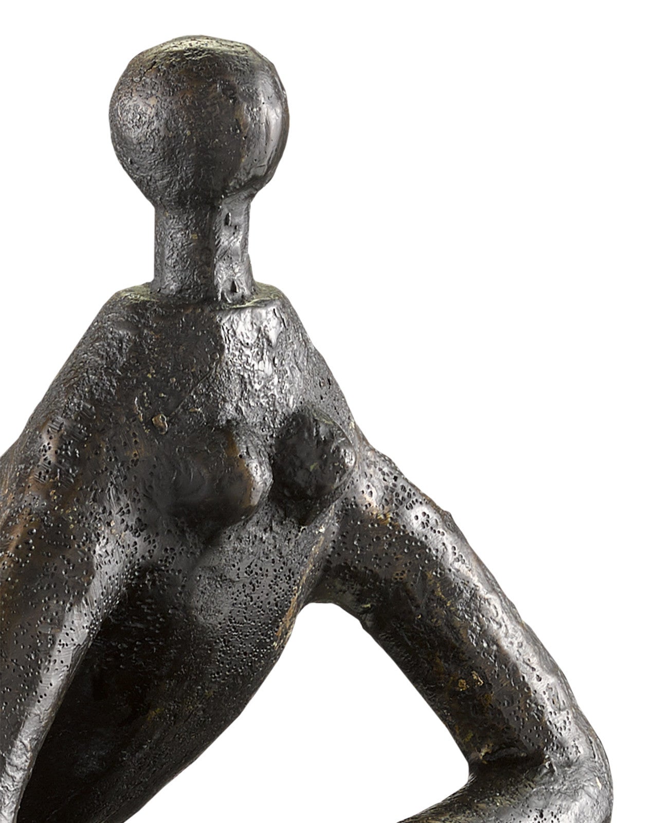 Close-up of Odalisque Bronze sculpture by Currey and Company, showcasing the detailed craftsmanship and patina finish.