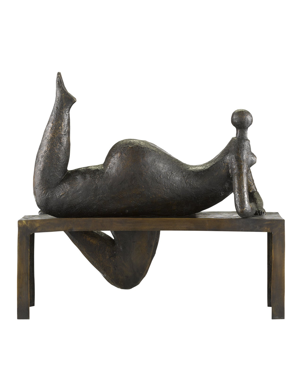 Side view of Odalisque Bronze sculpture by Currey and Company, highlighting the elegant form and artistic detailing.