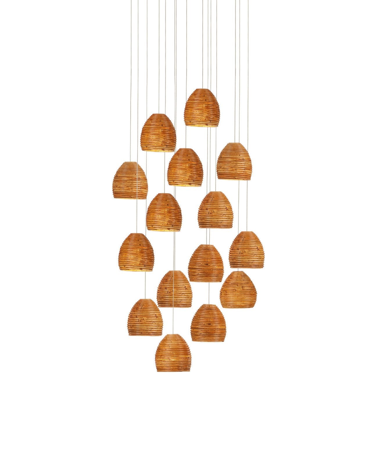 Beehive 15-Light Round Multi-Drop Pendant