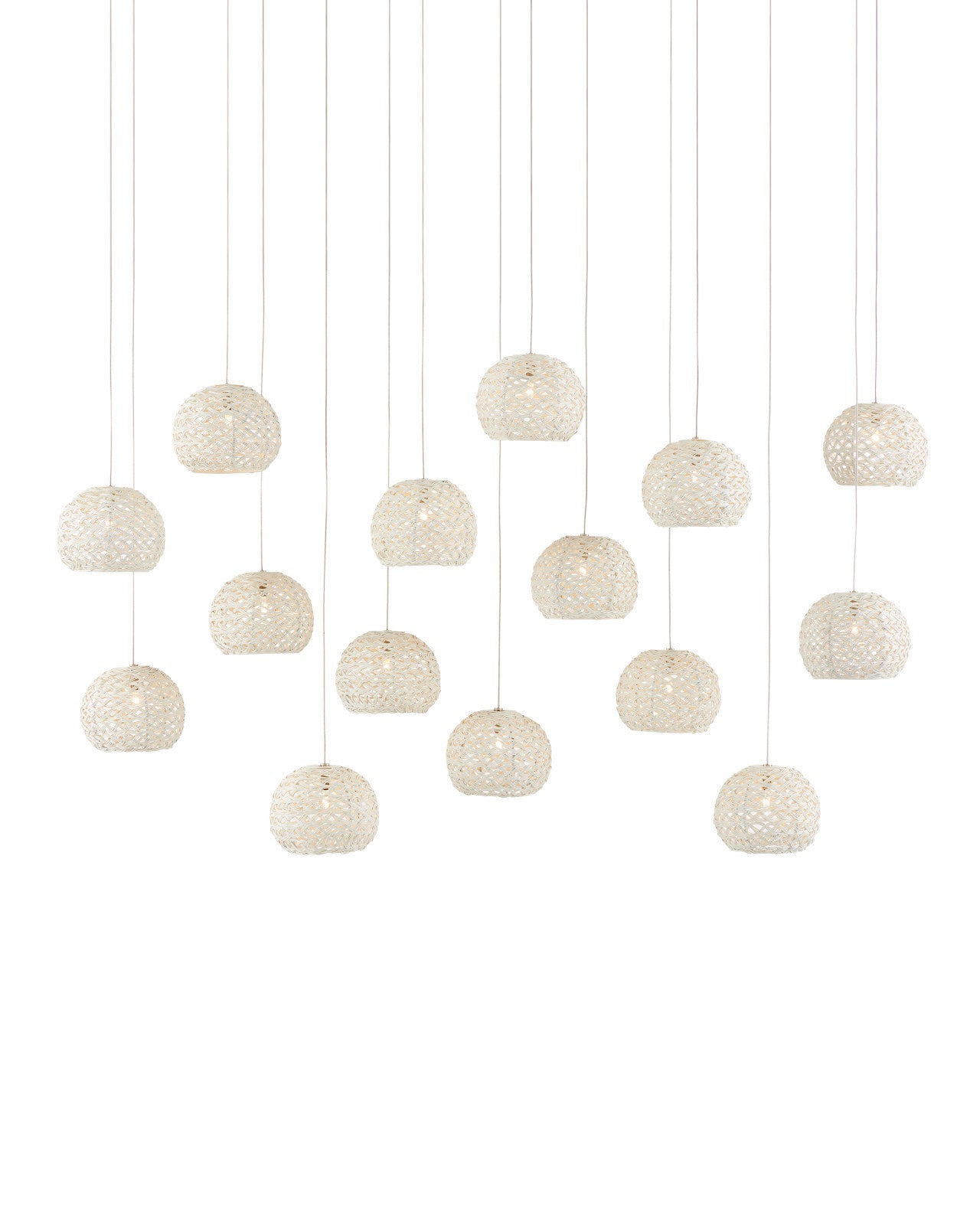 Piero White 15-Light Linear Multi-Drop Pendant