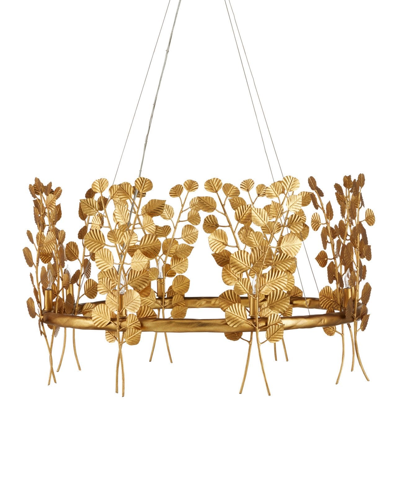 Golden Eucalyptus Round Chandelier