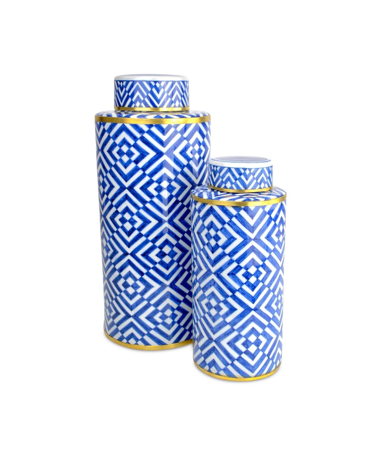 Blue & White Optical Tea Jar Set of 2