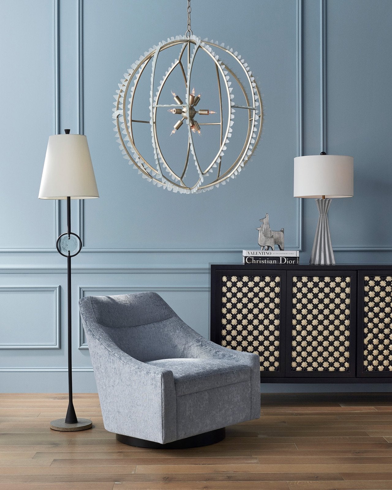 Pryce Black Swivel Chair, Buzzword Cerulean