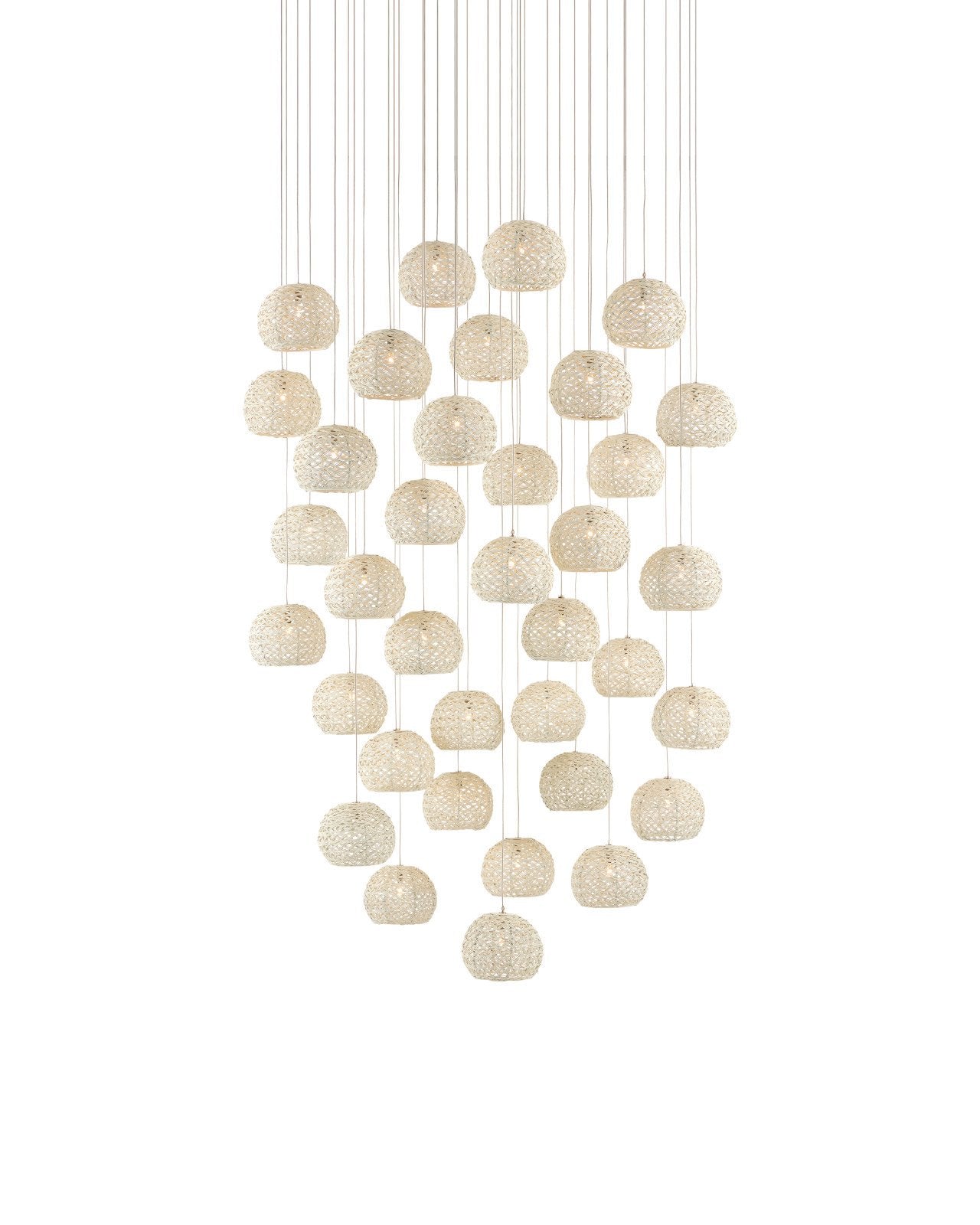 Piero White 36-Light Round Multi-Drop Pendant