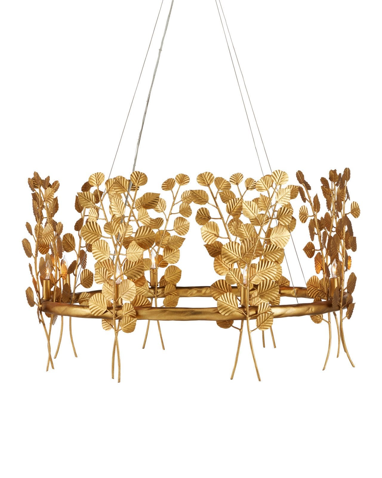 Golden Eucalyptus Round Chandelier