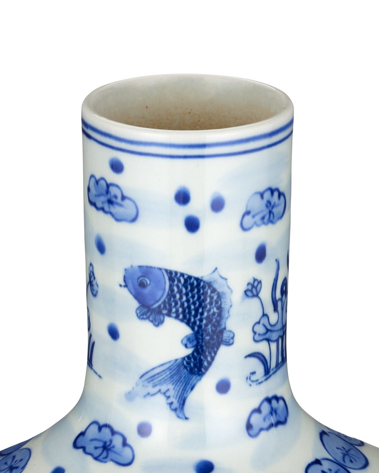 South Sea Blue & White Medium Long Neck Vase