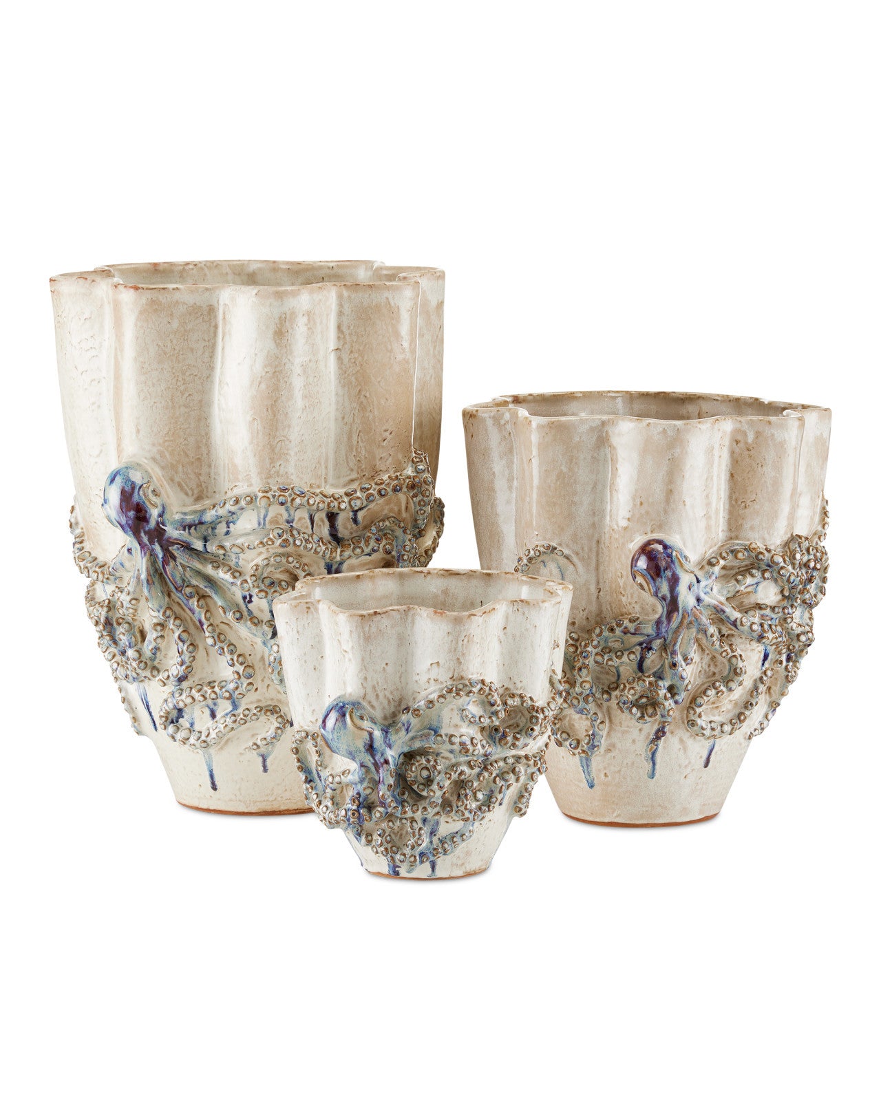 all three different sizes of the octopus medium vase by currey and company 