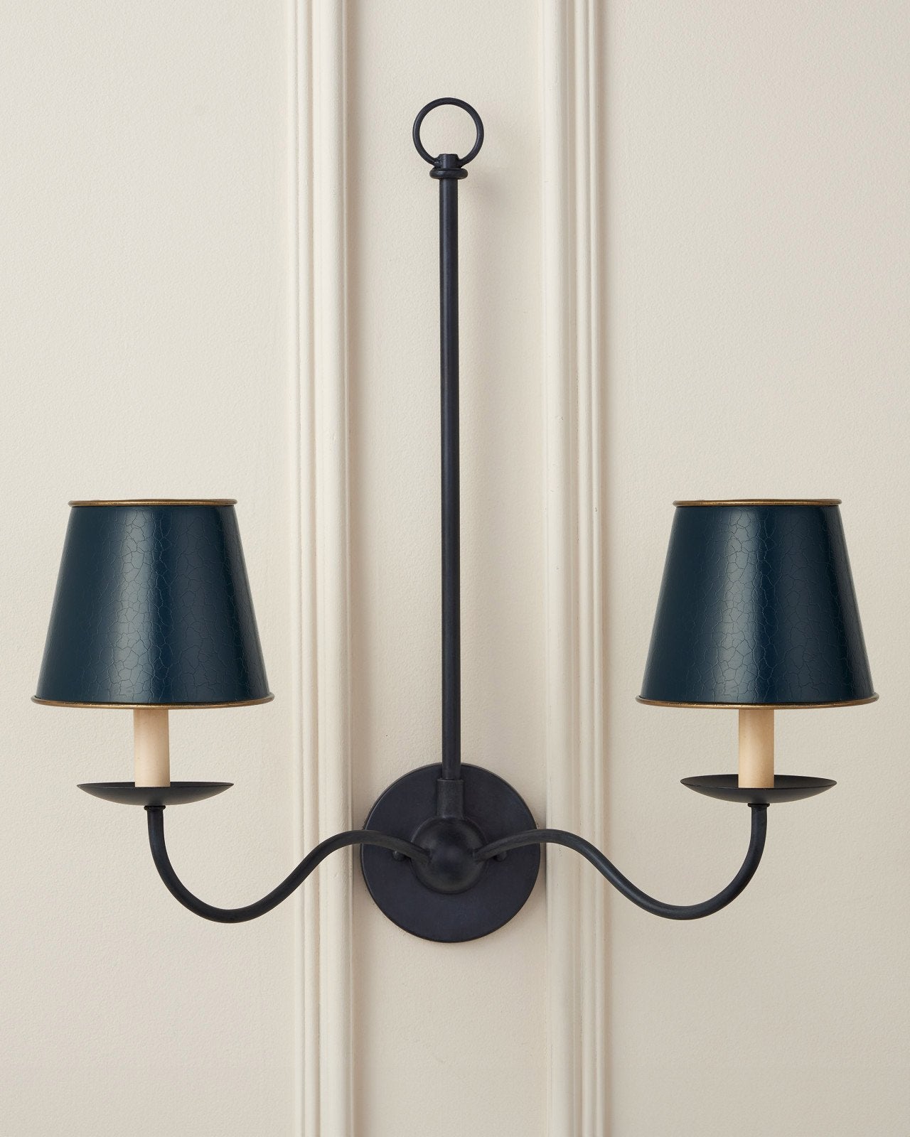 Tole Blue Tapered Chandelier Shade