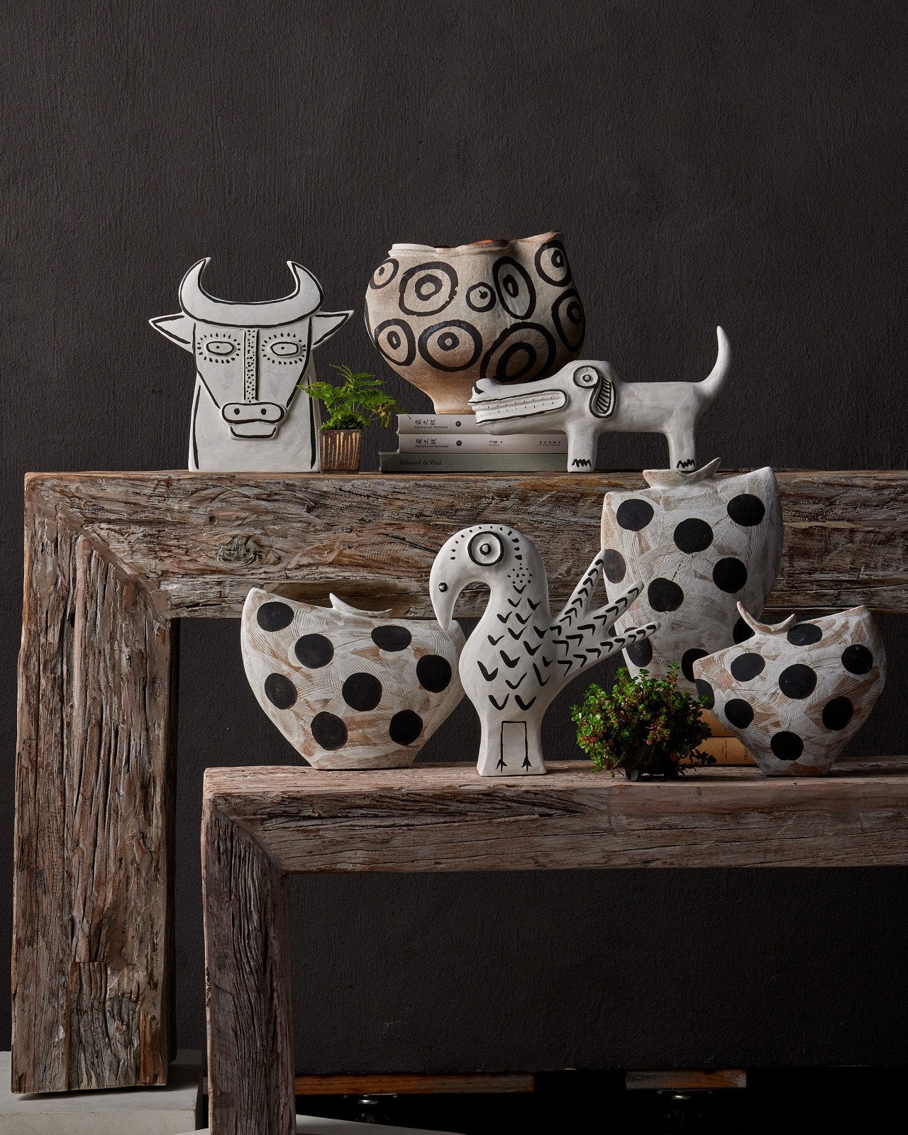 Dots Medium White & Black Bowl