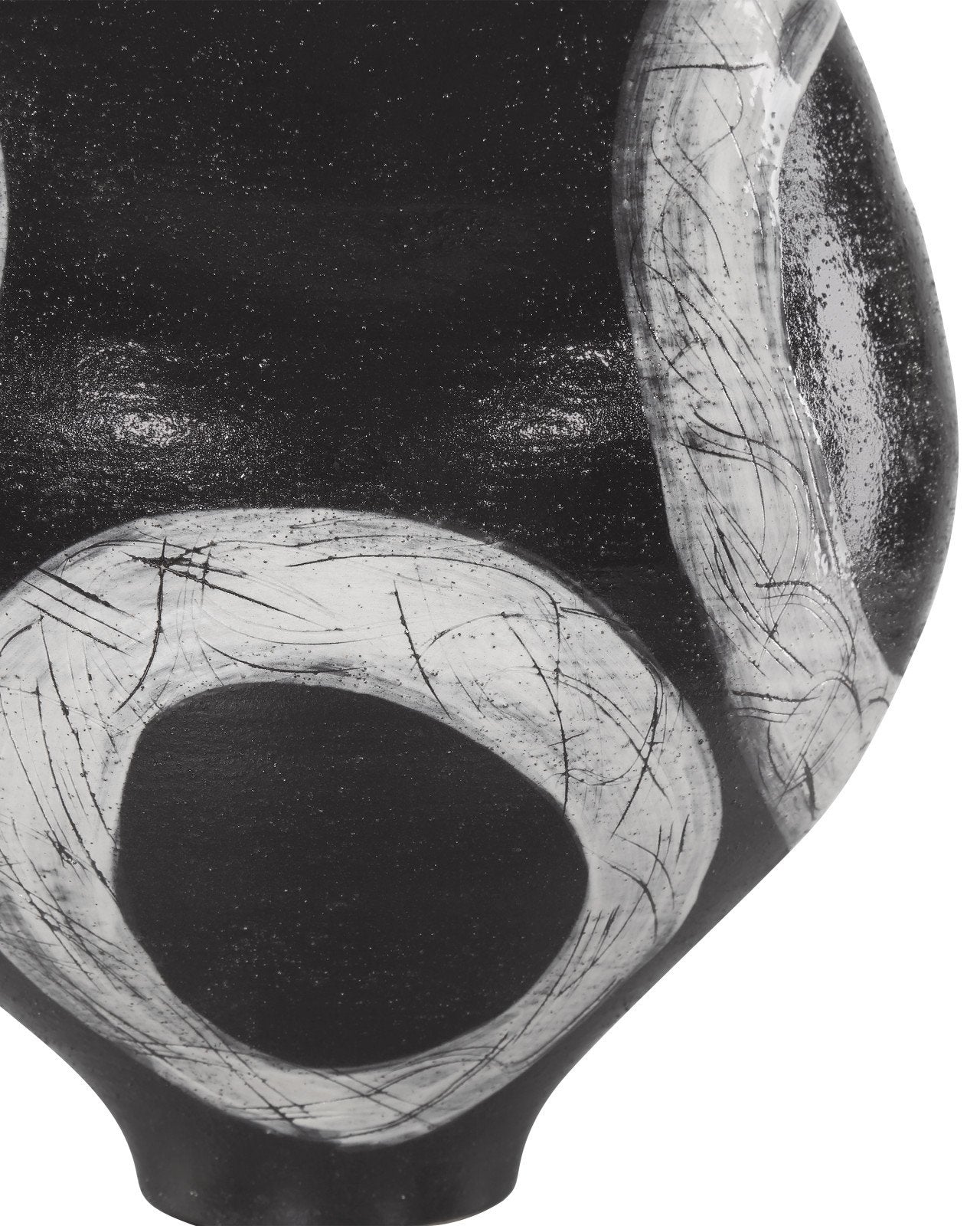 close up design on satori vase by currey and company, black vase, ceramic vase, floor vase, decorative vase